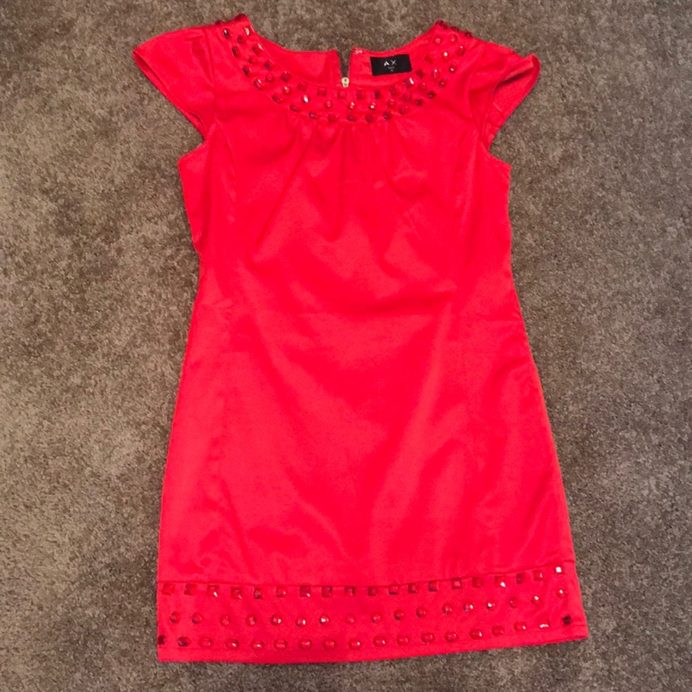 Red AX Paris brand mini dress beautifully jeweled!